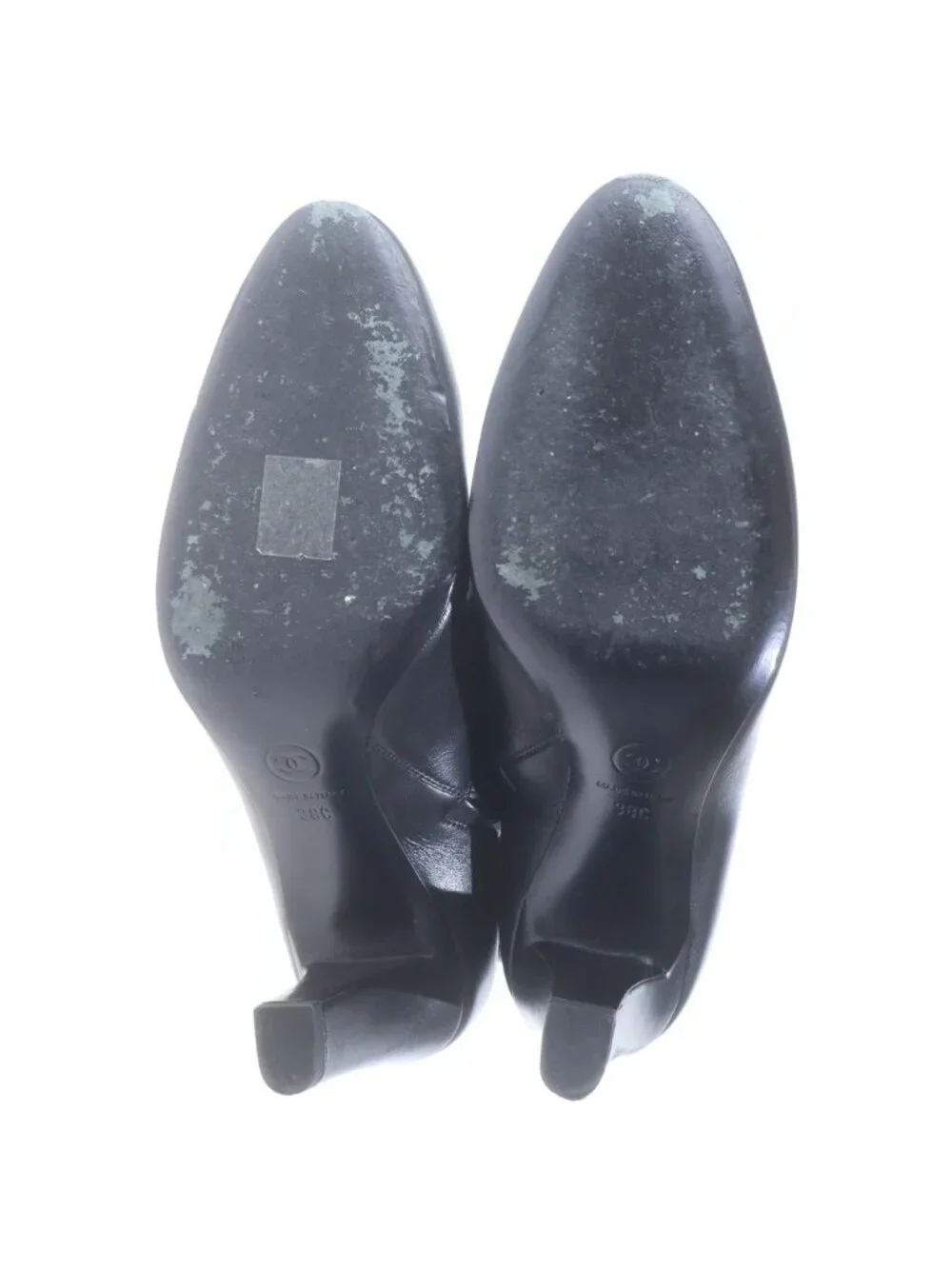 Chanel Leather Long Boots CC Logo Side Zip All Black